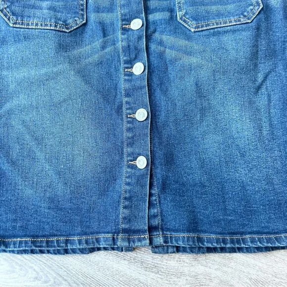 Kenneth Cole Denim A Line Button  Down Skirt - Picture 3 of 14